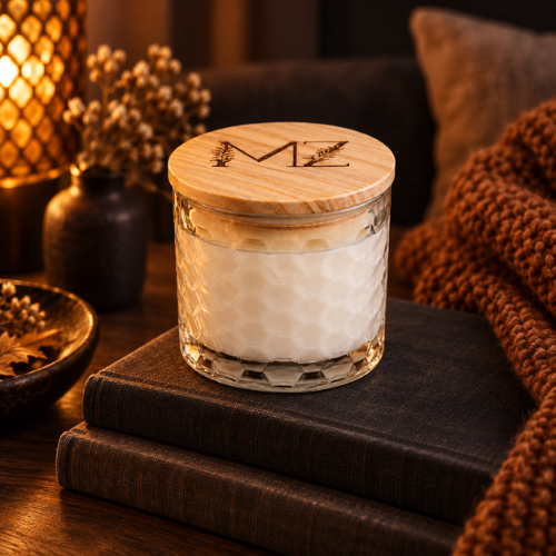 Bourbon Evening Glow Modern Hex Wood Wick Soy Candle