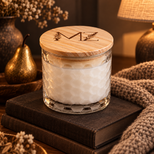 Pearwood Spice Modern Hex Wood Wick Soy Candle