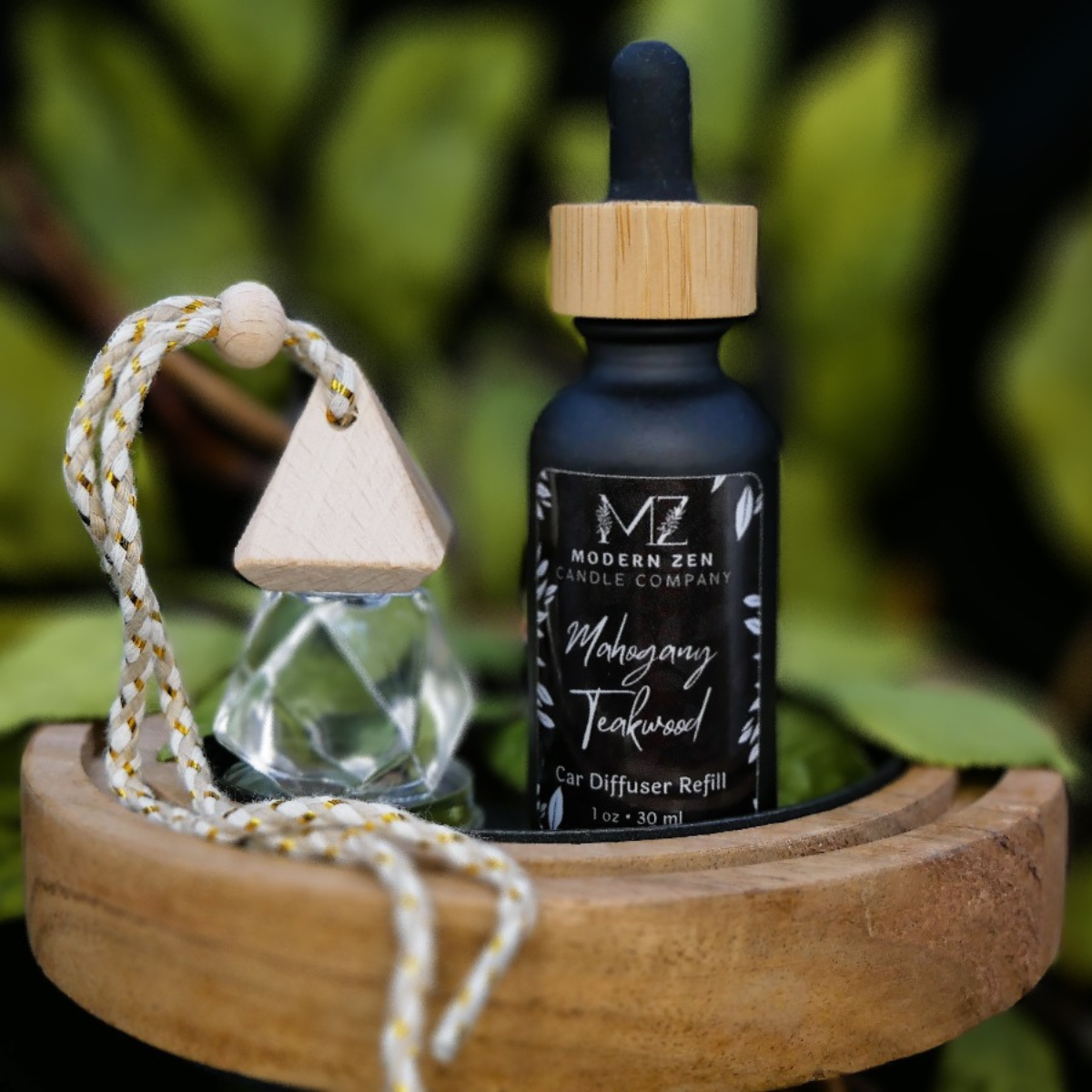 Mahogany Teakwood Car Diffuser Oil + Refill Set