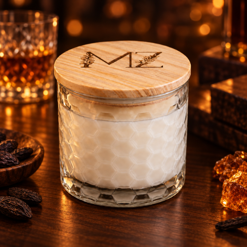 Bourbon Evening Glow Modern Hex Wood Wick Soy Candle