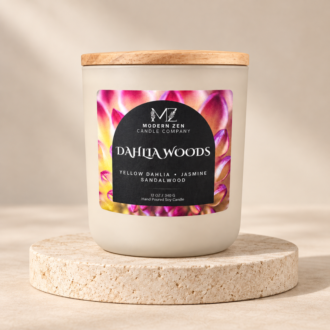 Dahlia Woods Soy Candle with Crackling Wood Wick