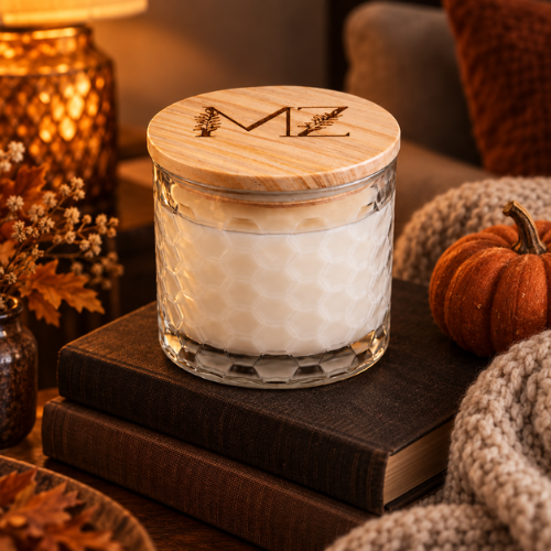 Pumpkin Spice Delight Modern Hex Wood Wick Soy Candle