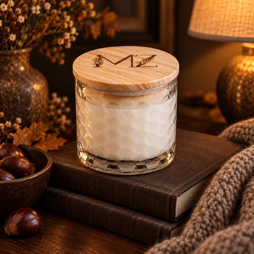 Woodland Harvest Modern Hex Wood Wick Soy Candle